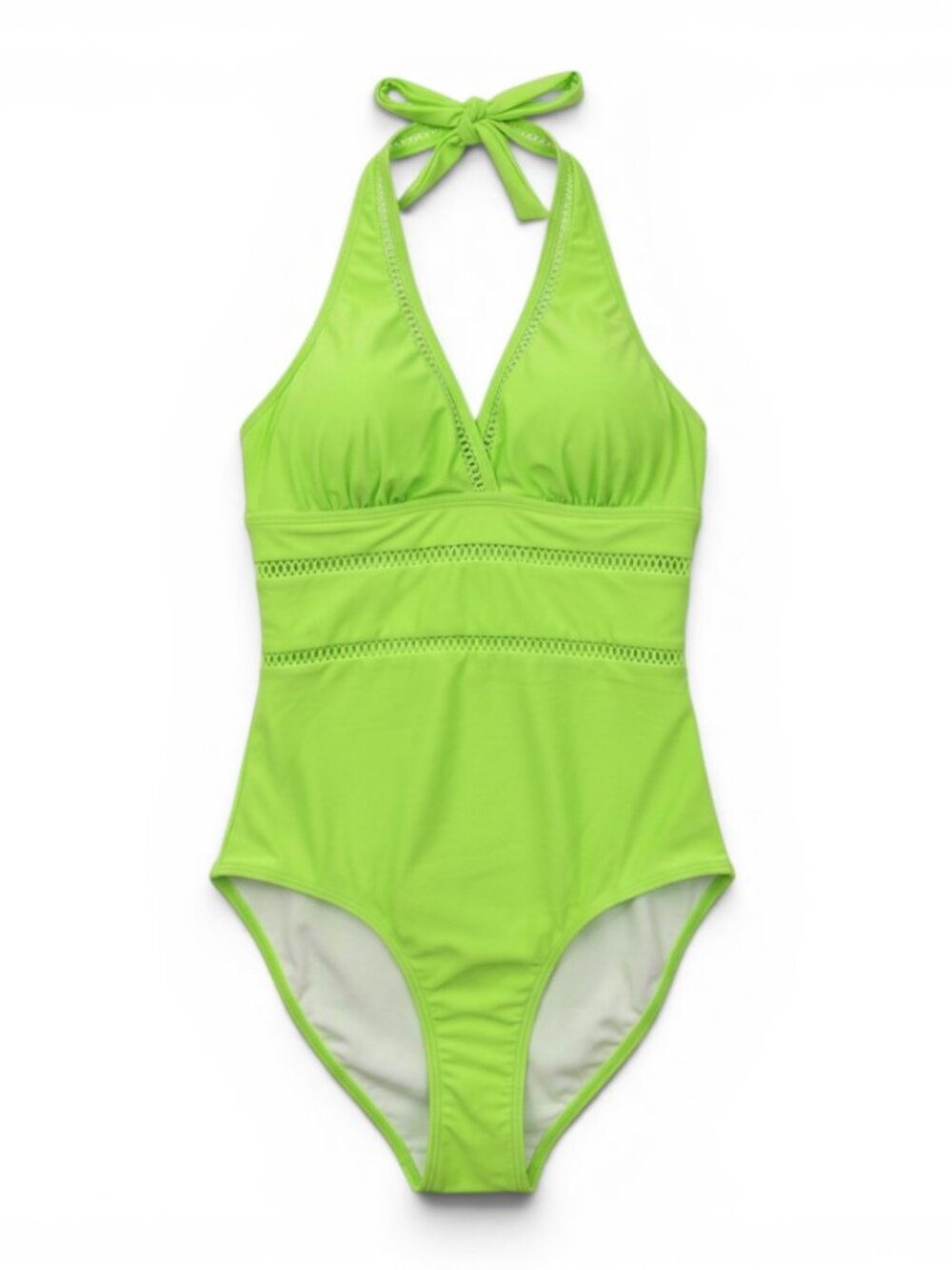 Neon Green Halter One-Piece Swimsuit